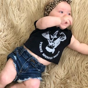 Vintage style denim cutoff shorts